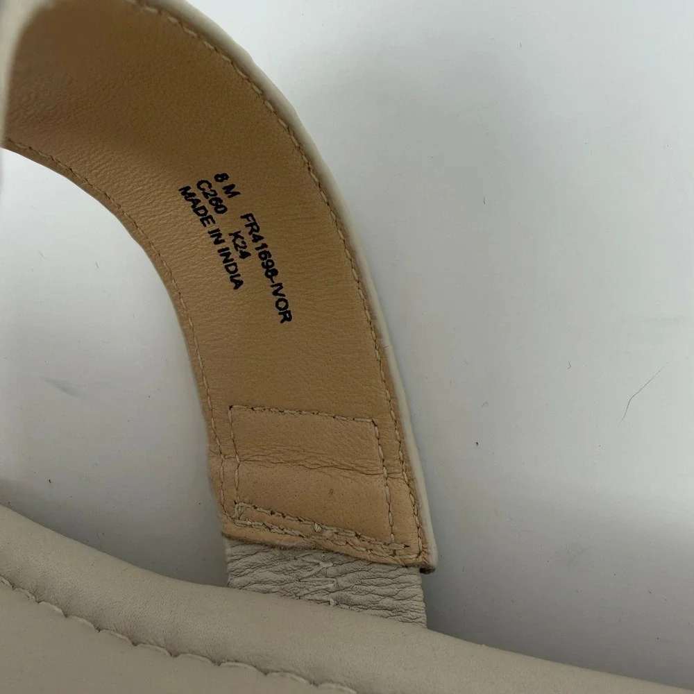 Frye Western Double Buckle Platform Slide Sandal Beige Leather Women Size 8